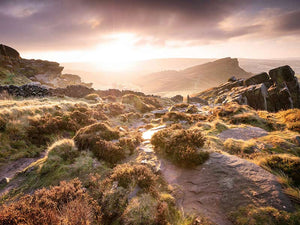 A sunset over the roaches in the peak district