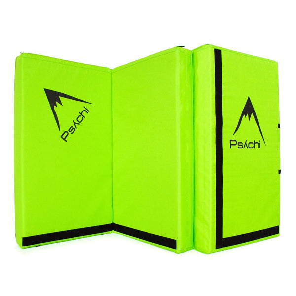 Greent Triple Fold Rock Climbing and Bouldering Crash Pad Psychi