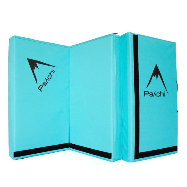 electric blue Triple Fold Rock Climbing and Bouldering Crash Pad Psychi