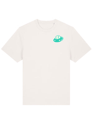Flat lay bouldering wear graphic t shirt in white.