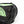 Black mesh bag with shoulder strap and green interior on a white background