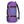 Violet rock climbing rope bag with black shoulder straps a drawstring closure and a turquoise Psychi mountain logo.
