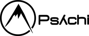 A black mountain logo for Psychi rock climbing and bouldering equipment company