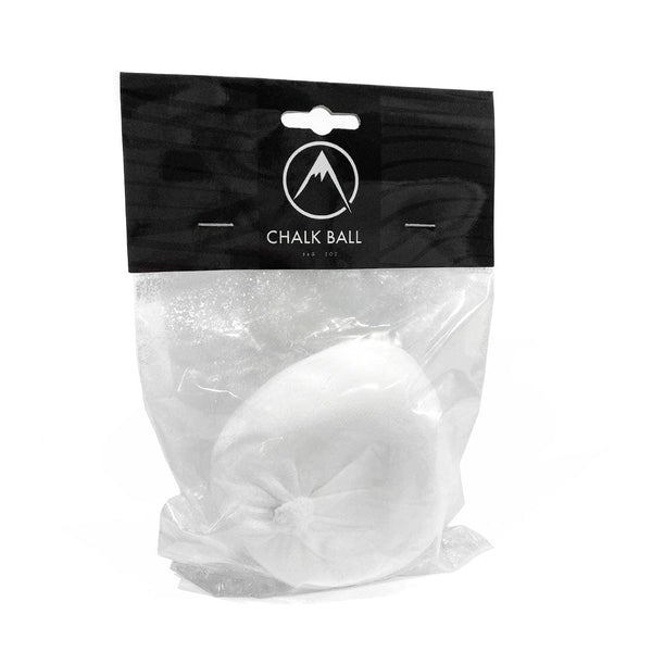 A 56 gram rock climbing chalk ball in a resealable bag