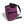 Rear of purple chalk bag with zipped pocket, a black waist strap and a black drawstring closure.