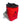 Red chalk bag with black mountain logo, a black waist strap and a black drawstring closure.